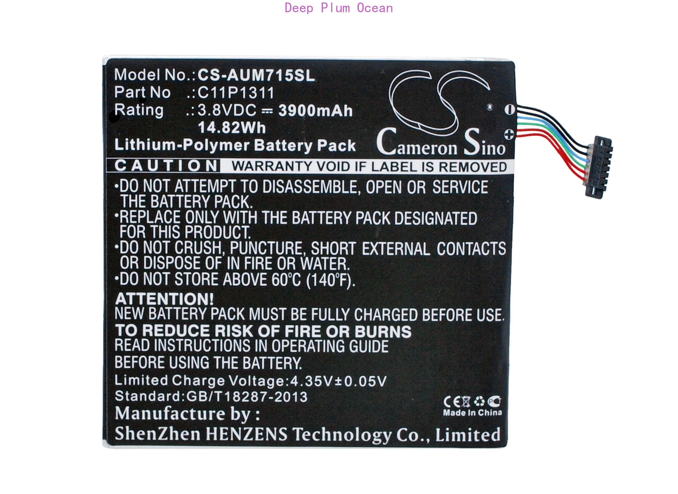 Аккумулятор Cameron Sino C11P1311 на 3900 мАч для Asus K00S, K00Z, ME175CG, ME175KG, ME715, MeMO Pad HD 7