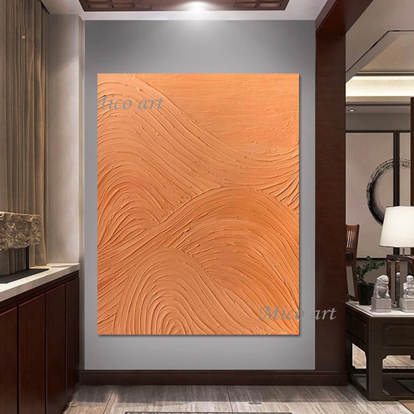 

Abstract Wall Painting Designs No Frame Orange Acrylic Knife Painting China Import Item Decoration Picture Art Craft Canvas Roll