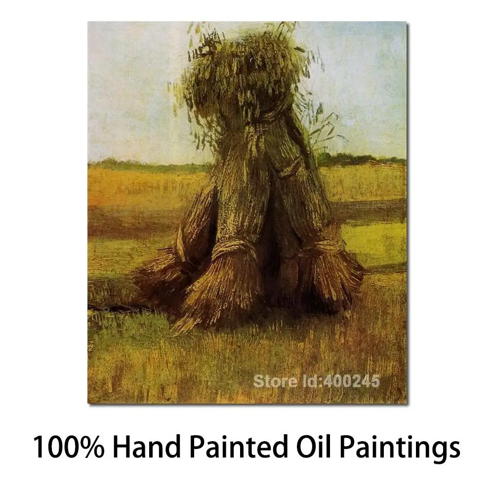 

Handmade Canvas Art Online Gallery Vincent Van Gogh Landscape Paintings Sheaves of Wheat in A Field High Quality Home Decoration