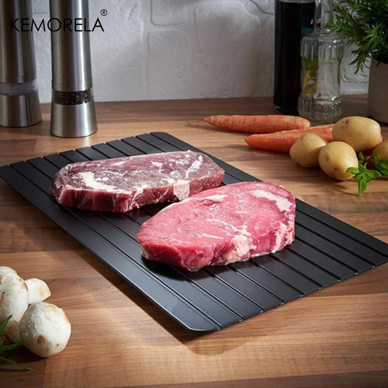 Defrosting Tray 1PCS Aluminum Alloy Fast Defrost Tray Food Meat Fruit Quick Defrosting Plate Board Defrost Tray Thaw Master Kitchen Gadgets