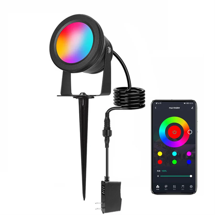 

Умный светодиодный прожектор RGBW для улицы, 10 Вт, светодиодный прожектор RGB с управлением через приложение, водонепроницаемый прожектор с розеткой стандарта США, 12 В