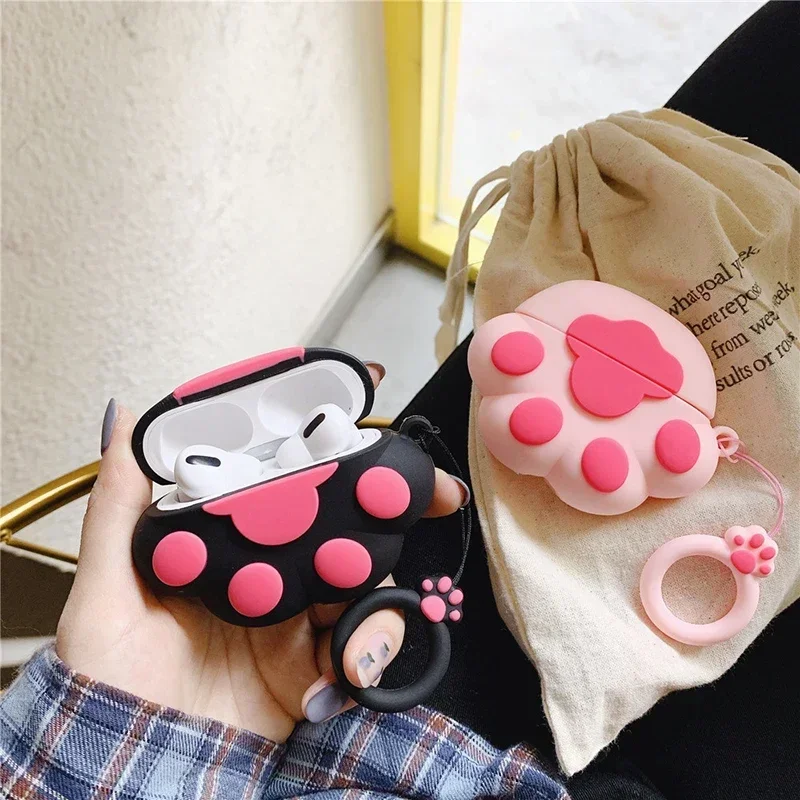 INS Cute Cartoon Cat Paw Earphone Case For apple AirPods Pro
