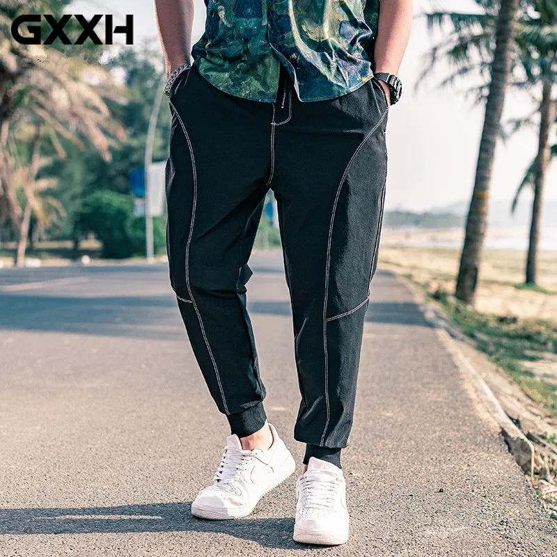 GXXH Plus Size 4XL 5XL 6XL marchio di moda uomo Fat Guy pantaloni  Streetwear allentati tinta unita aumenta la linea a contrasto pantaloni  Casual|Skinny Pants| - AliExpress