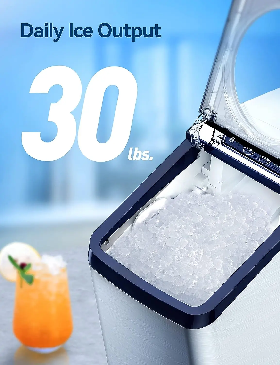 Countertop Nugget Ice Maker, Pebble Ice Machine, 30lbs Per Day, 2 Ways  Water Refill, 3Qt Water Reservoir & Self-Cleaning, St - AliExpress