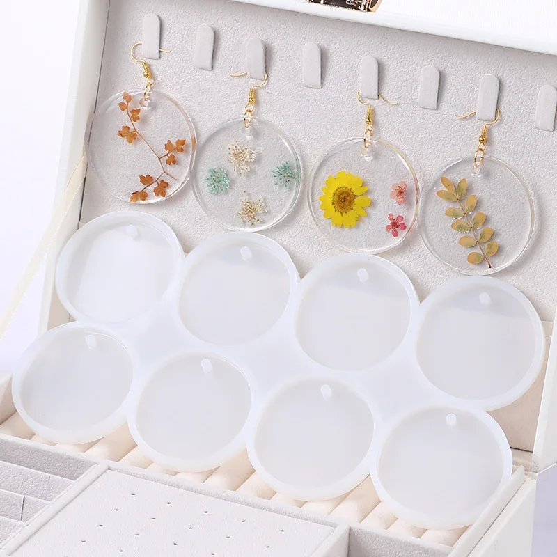 1PC 재사용 가능한 실리콘 몰드 나비 라운드 타원형 펜던트 실리콘 몰드 귀걸이 키 체인 쥬얼리 만들기 에폭시 수지 DIY 도구