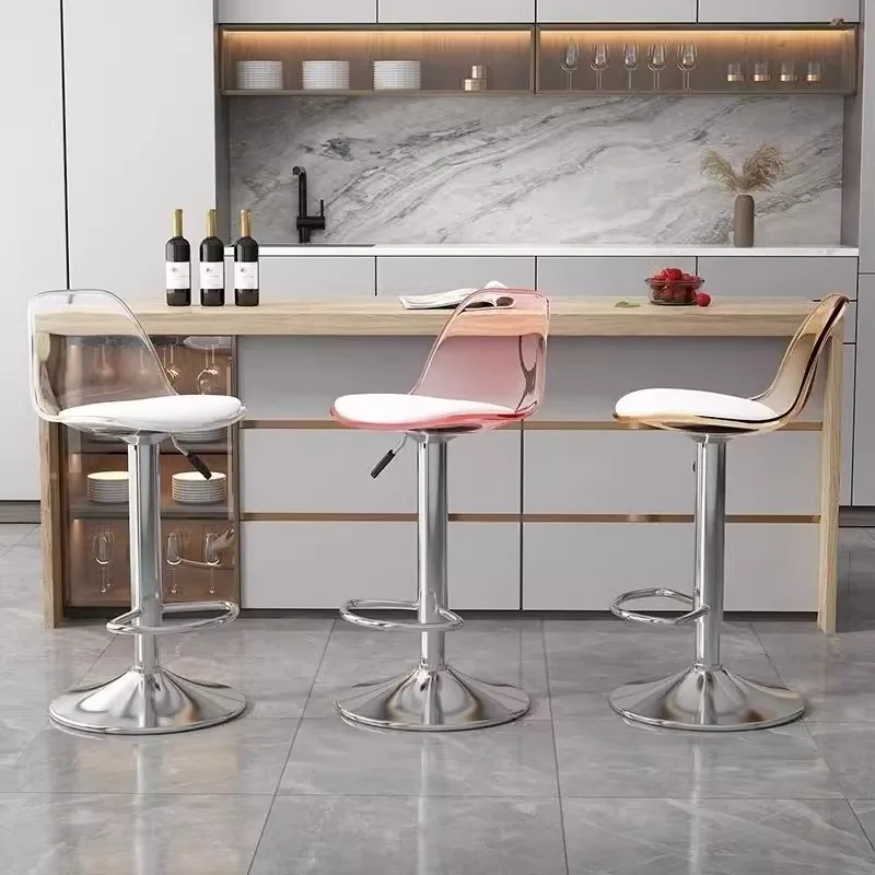 

Transparent Barstool Bar Chair Plastic Lifting Make Up Nordic Bar Stools Modern Reinforce Cadeira Giratoria Lounge Furniture