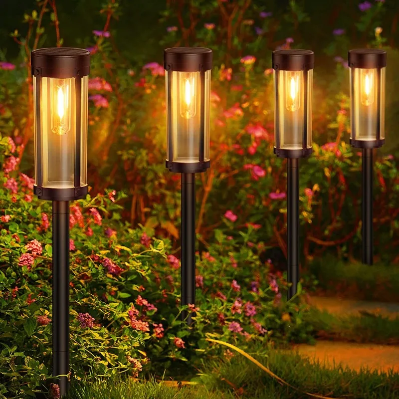 4Pcs New Tungsten Solar Lights Super Bright Outdoor Waterproof Courtyard Landscape Lamps Garden Grass Decoration Street Lighting