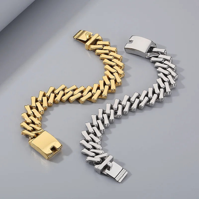 HAOYI Trendy Lager Halsband für Männer Frauen Punk Edelstahl Kubanische Kette Halskette Glänzende Gold Farbe Schmuck Personalisierte Geschenk – Detail 9