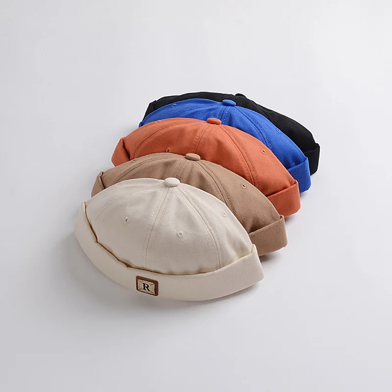 Kids Melon Skull Beanie - Solid Color Brimless Hat for Boys  Girls