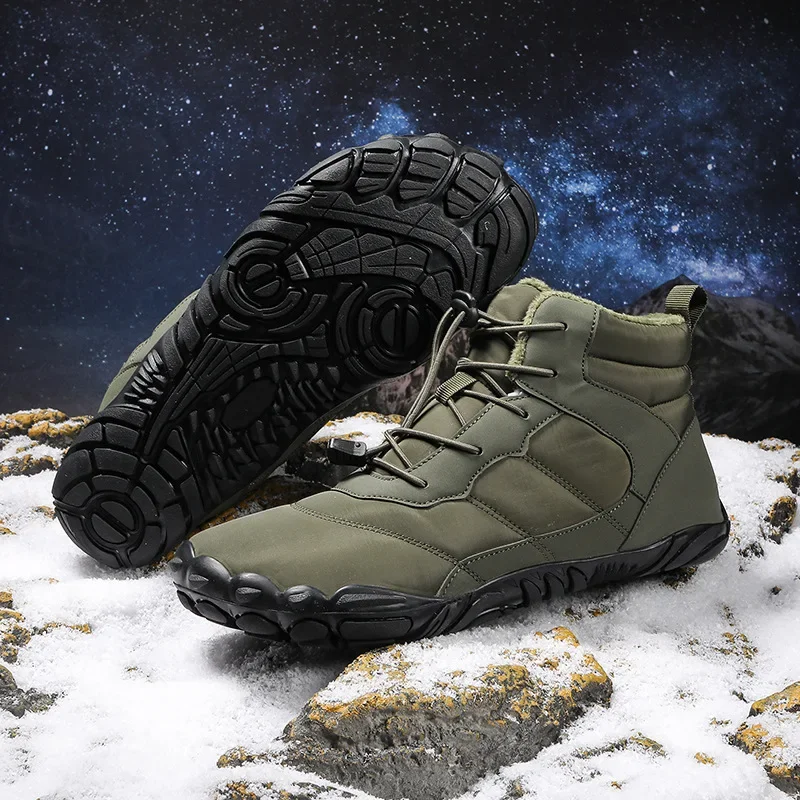 

New snow boots winter men and women padded thickened waterproof hiking shoes trend sports cotton shoes