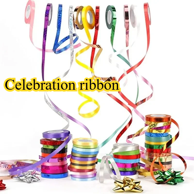 10Meter/Rolls Laser Chain Satin Ribbons Crafts DIY Party Supplies 5mm Balloon Ribbon Party Birthday Wedding Accessorie 10 Rolls