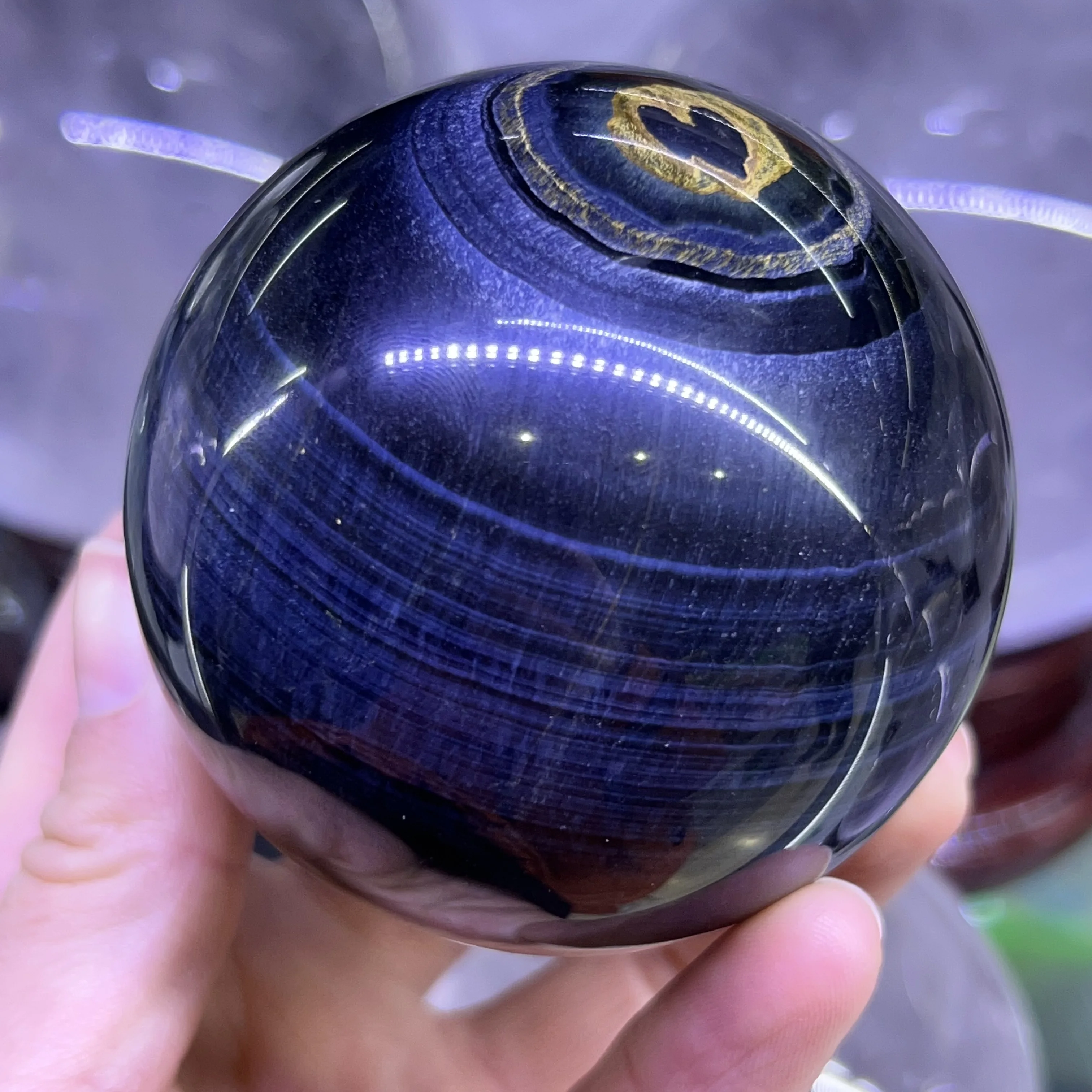 Natural Blue Tiger Eye Jasper Ball Quartz Crystal Reiki Divination Home Energy Crystal 4