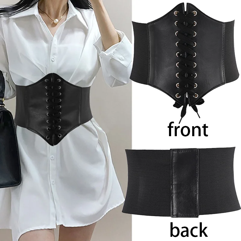 Women's Corset Body Shapewear Sexy Wide Leather Belt Cummerbunds Strap Belts for Women High Waist Slimming Corsets and Bustiers - Image 2