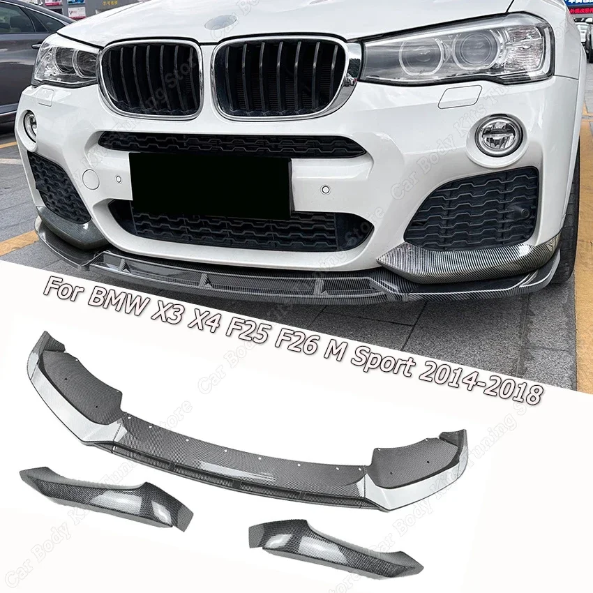 

Front Bumper Lip Body Kit Spoiler Splitter Diffuser Gloss Black ABS For BMW X3 X4 F25 F26 M Sport 2014 2015 2016 2017 2018