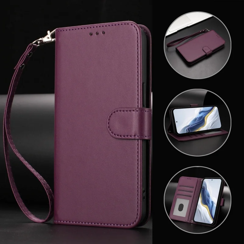 Luxury PU Leather Flip Phone Case with Holder and Wallet Cover