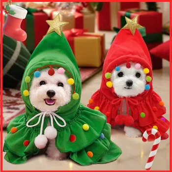Christmas Themed Pet Costume Doggy Robe Cat Supplies Festive Holiday Outfit For Dogs And Cats Home Garden Pet Christmas Products 1