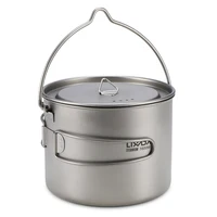 Lixada Titanium Cup Pot Ultralight Portable Cup Hanging Pot with Lid and Foldable Handle Outdoor Camping Hiking Backpacking 2