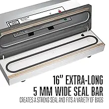 Description Picture 6 of itemBrands Vacuum Sealer Machine for Food Preservation & Sous Vide, Extra-Wide 5mm Bar for Sealing Bags up to 16" Wide, 935 Watts, C
