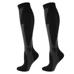 Unisex Compression Knee - High Sports Socks - Boost Performance & Alleviate Fatigue - XXL (Black)