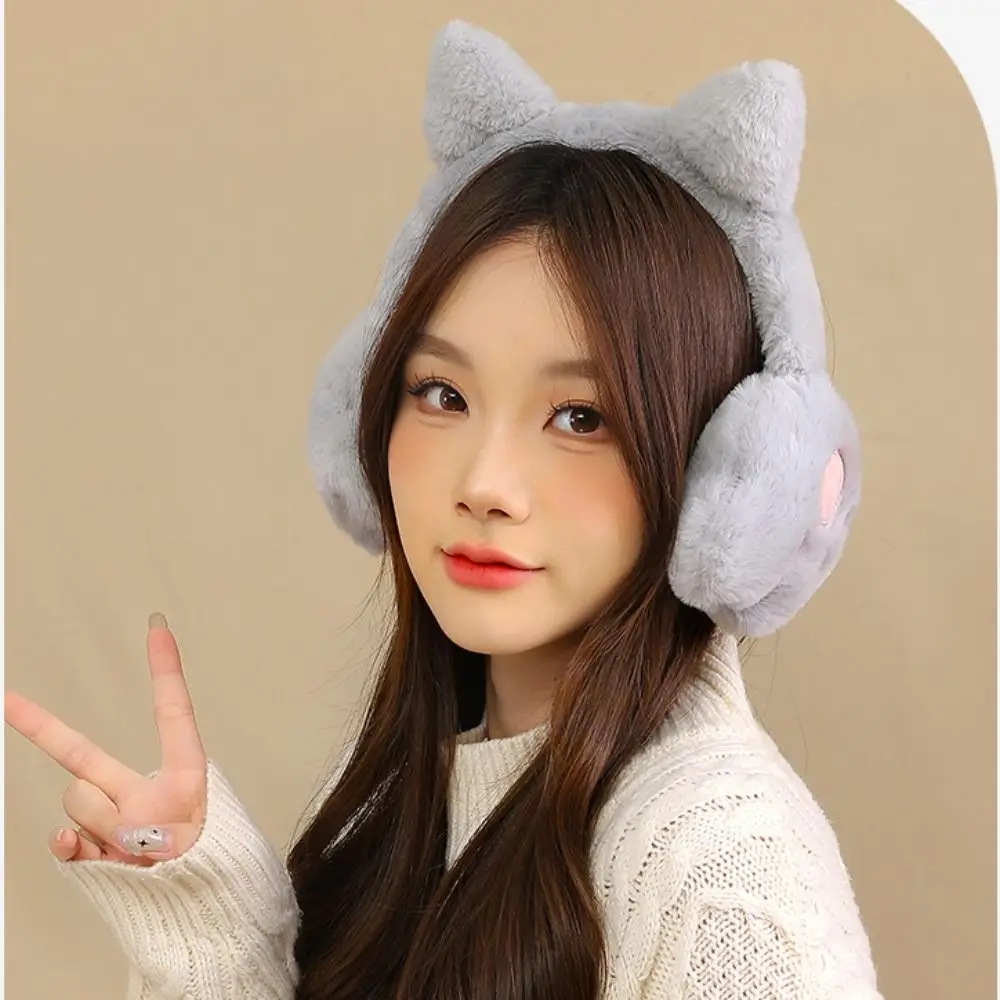 Earcap Cat Plush Earmuffs Comfortable Anti-Wind Cat&rsquo;s Paw Ear Warmers Cold Protection Keep Warmer Cute Ear Cover Riding