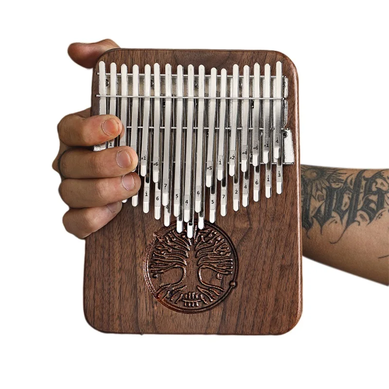 Kalimba 24 34 Tasti Noce Nera Figura Riccia Tastiera Pollice Pianoforte Chamfer Calimba Strumenti Musicali Strumenti A Tastiera