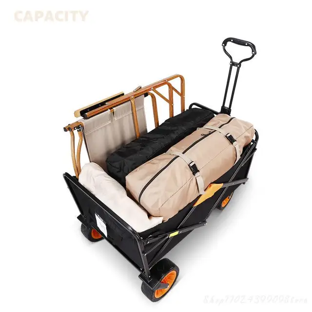 Összecsukható Kibővített Kerék Kültéri Hordozható, Állítható Hosszúságú Pull Kocsi Tábor Kemping Berendezések Bevásárló Tároló - Image 2
