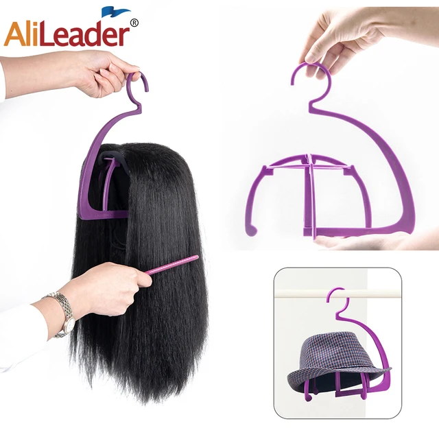 Plastic Wig Hanger Stand For Wigs Hat Display Stand Holder Purple Black Portable Hat Wig Display Stand Holder Stand Folding 1