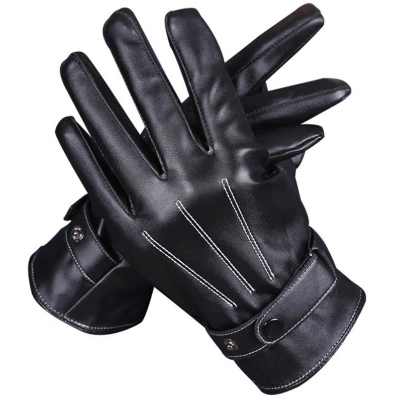 

Зимние теплые перчатки Кожаные перчатки с полным пальцем Сенсорный экран Верховая езда Вождение Перчатки