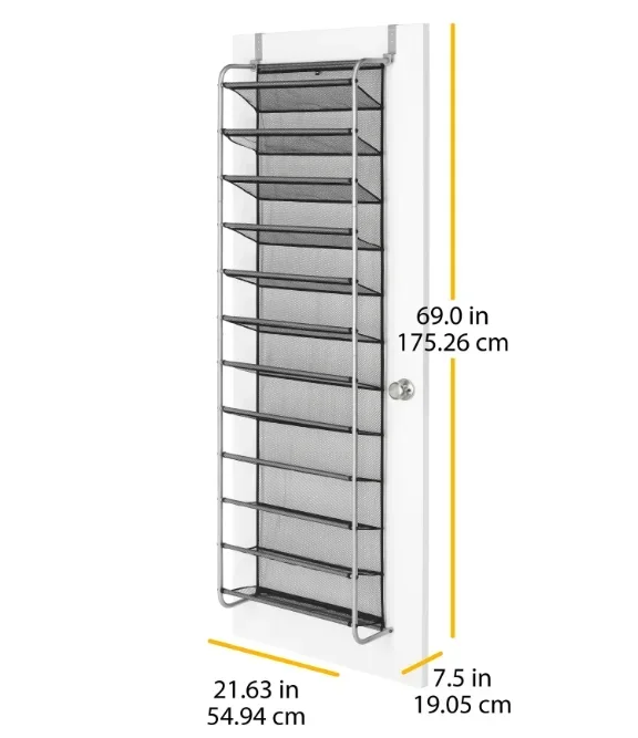 NEW 12-Tier Over The Door Shoe Rack for 36 Pairs, Metal, Gray 2