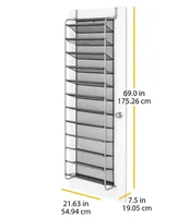 NEW 12-Tier Over The Door Shoe Rack for 36 Pairs, Metal, Gray 2