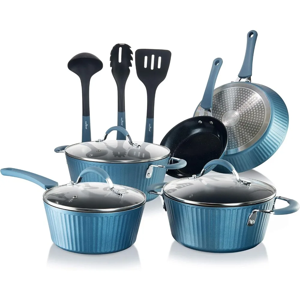 

Nonstick Cookware Excilon Home Kitchen Ware Pots & Pan Set with Saucepan, Frying Pans, Cooking Pots, Lids, Utensil PTFE