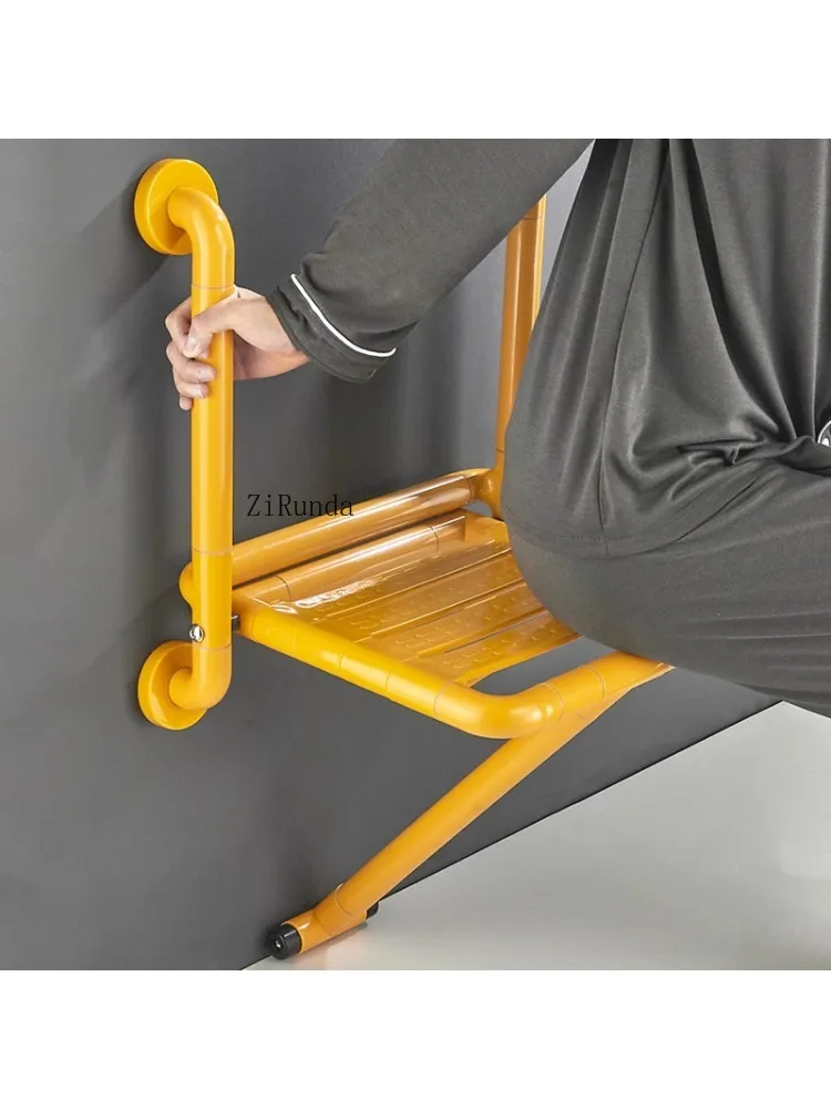 Bathroom folding stool with double armrests toilet bath stool 3