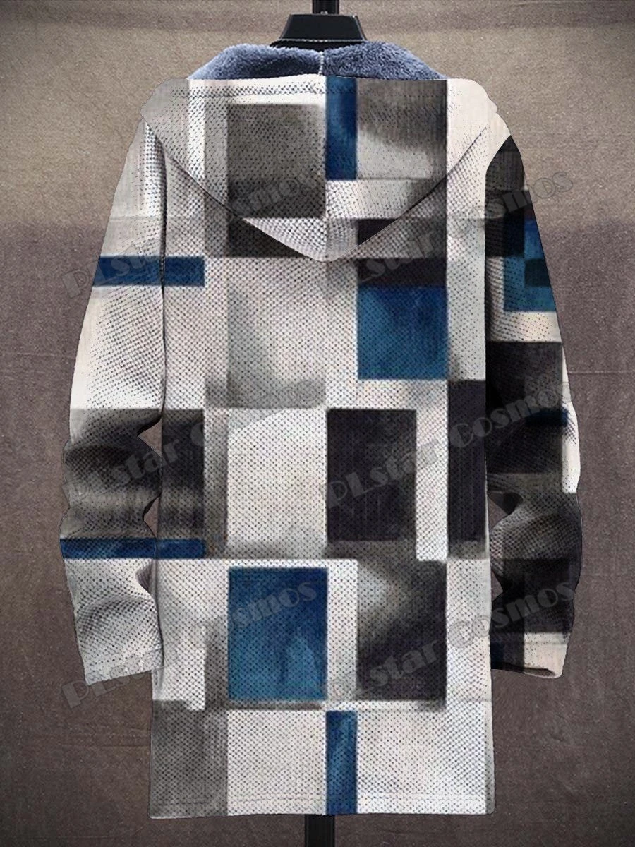 Art Stripe & Aztec Tribal Vintage Muster 3D-gedruckter Herrenmode-Plüsch-dicker Kapuzenmantel Winter Lässige warme Reißverschlussjacke CM10 – Detail 8