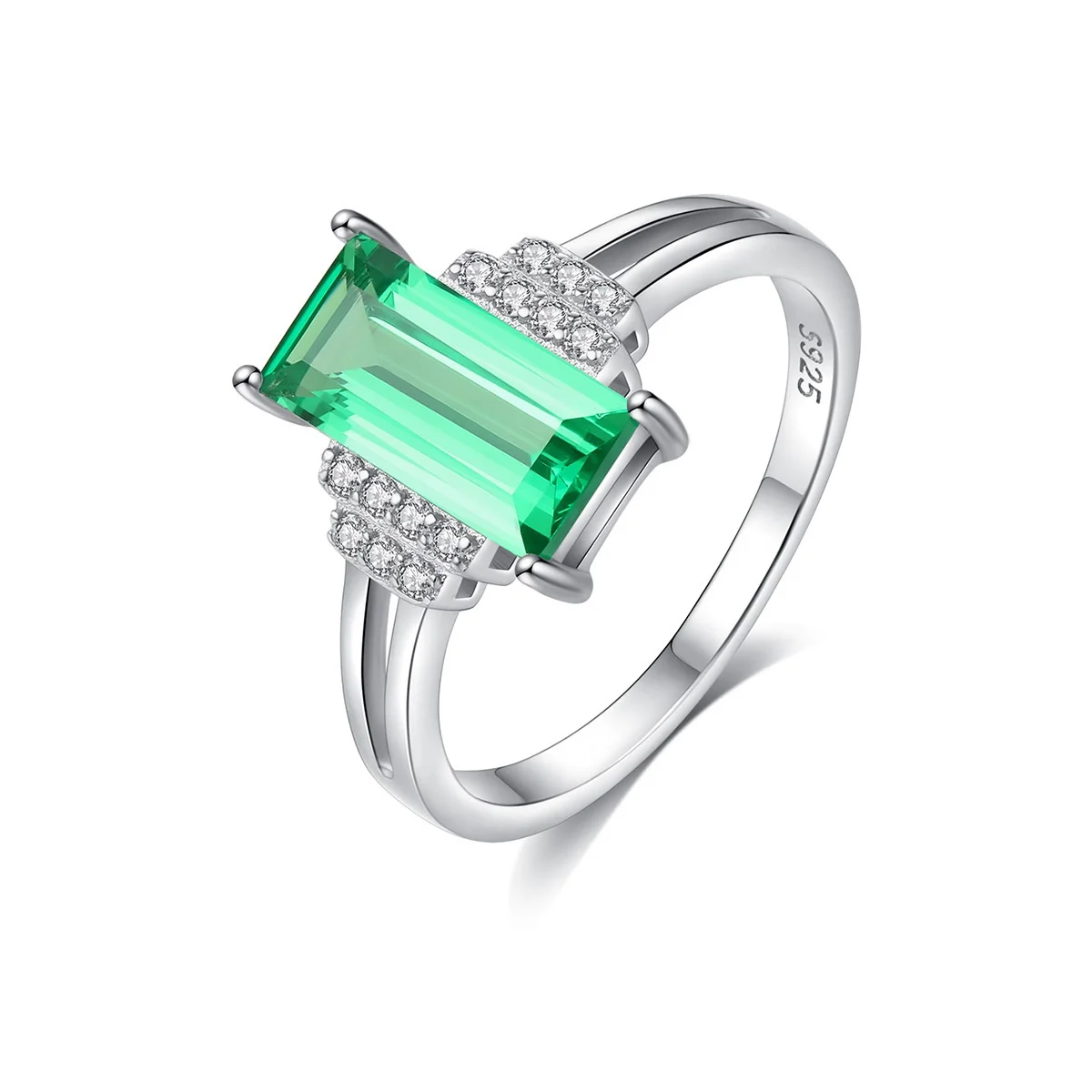

925 Sterling Silver Square Green Zircon Clavicle Charm Pendant Necklace for Women Wedding Plated Jewelry Gift