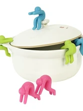  2PCS Creative Pot Cover Kitchen Accessories Household Frying Pan Cookware Overflow Device Silicone Lid Insert Chopsticks Holder 