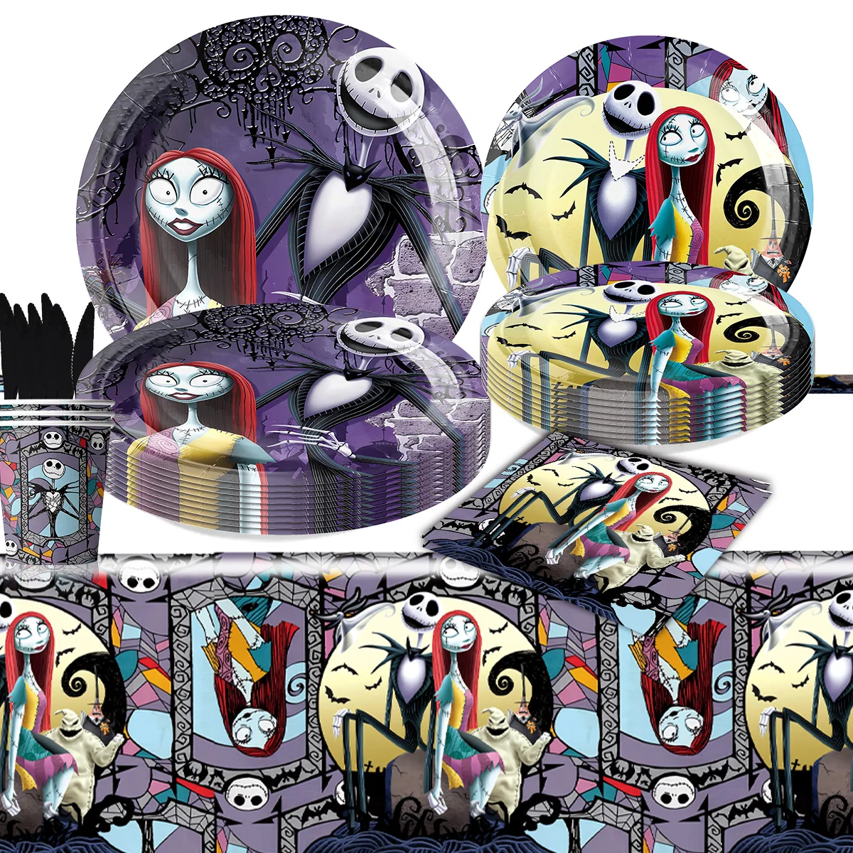 Fright Night Halloween Atmosphere arrangement Scene decoration Party Tableware disposable Paper Plates Decorative Party Supplies