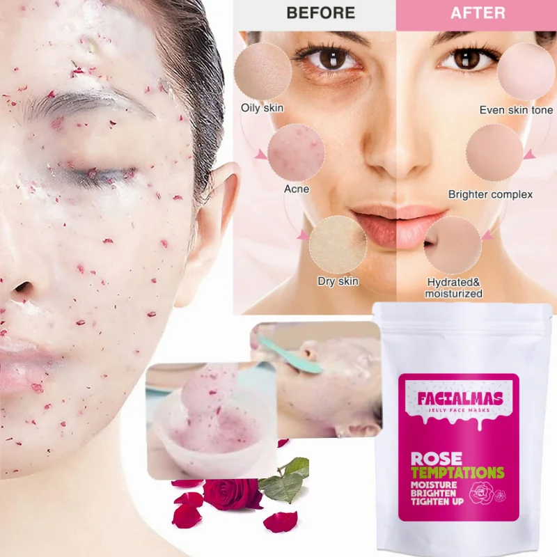 

Jelly Masks for Facials Peel Off Moisturizing Rose Mask Powder Hyaluronic Acid Floral Extract Diy Esthetician Face Skin care