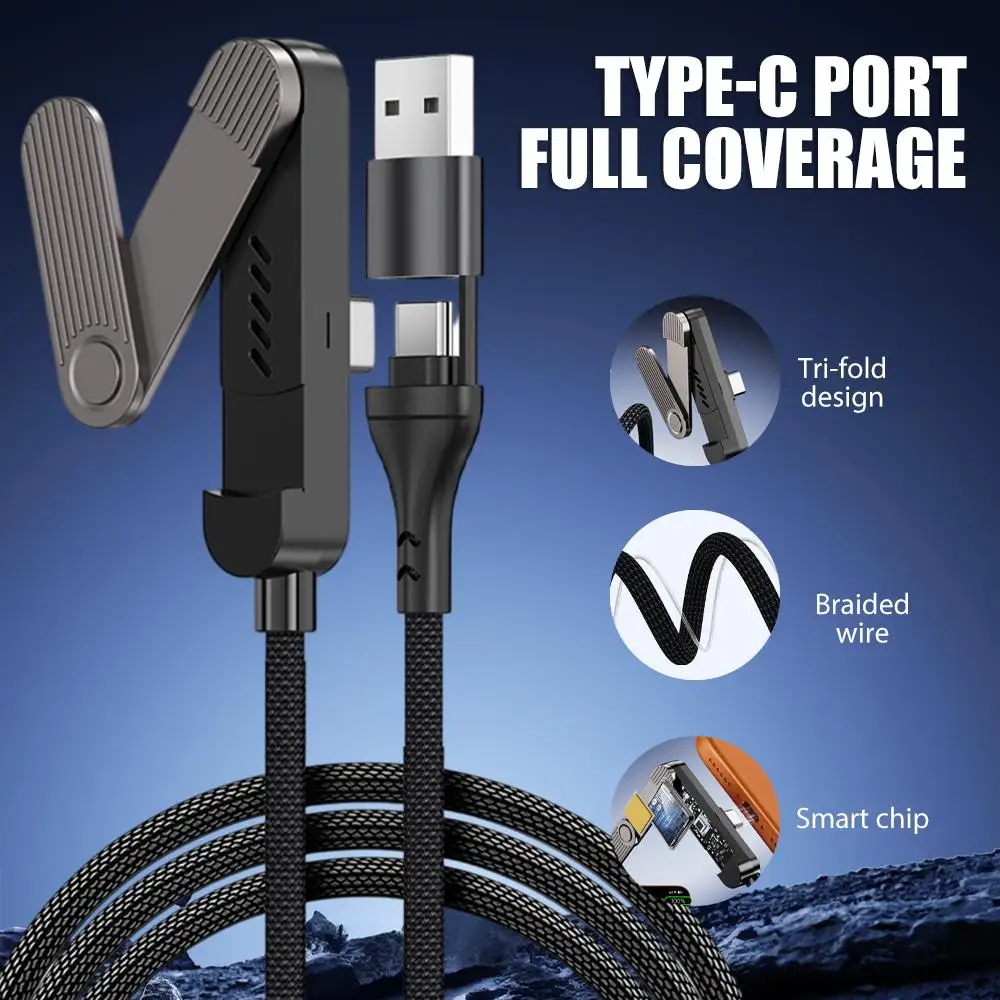 65W 90 ° 엘보 PD USB 타입 C to C 충전 케이블 게임용 고속 충전 데이터 케이블 (내장형 휴대폰 거치대 포함) 아이폰 17 16 삼성용