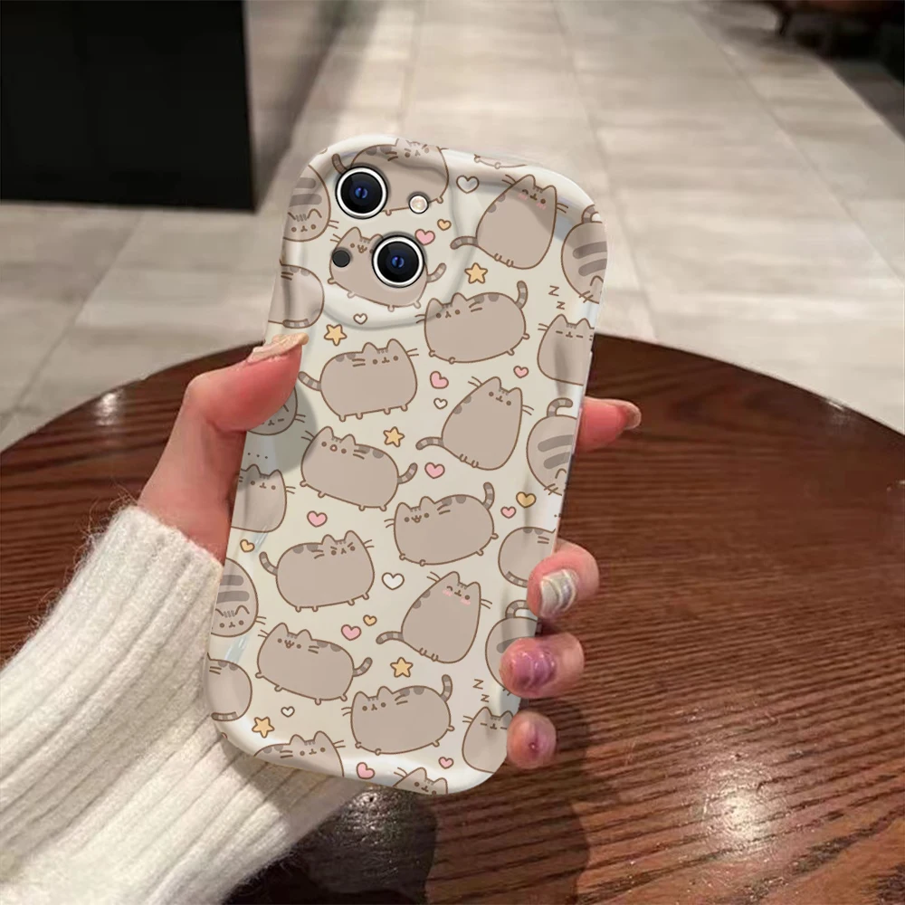 thumbnail image 1 of Funda divertida Pusheens Cat 3D Wave para iPhone 15 14 13 12 11 Pro Max Mini X XR XSMAX 8 7 6S Plus funda de silicona suave, 1 of 5
