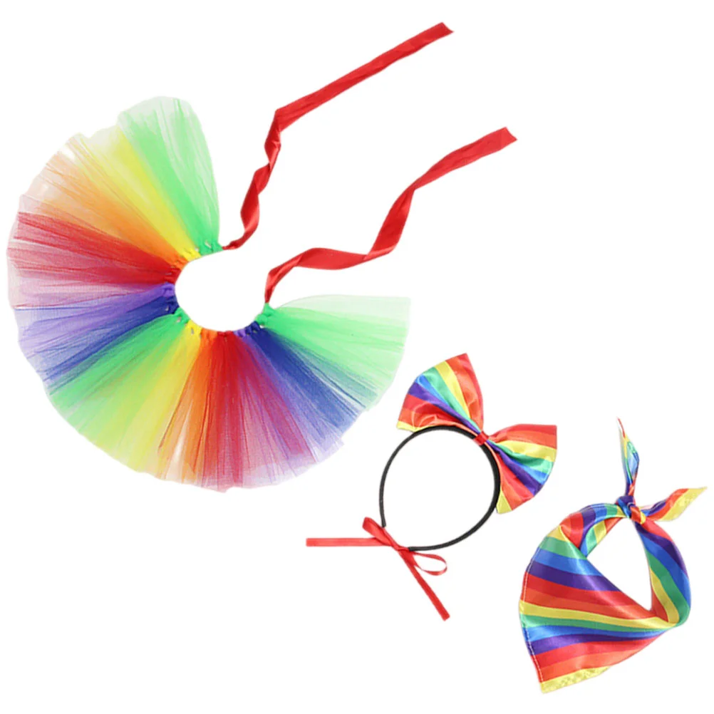 

Rainbow pet Headband Scarf Tutu Skirt kit multiuse Pride Month pet Dog cat Rainbow Costume Halloween Dress Pet Accessories