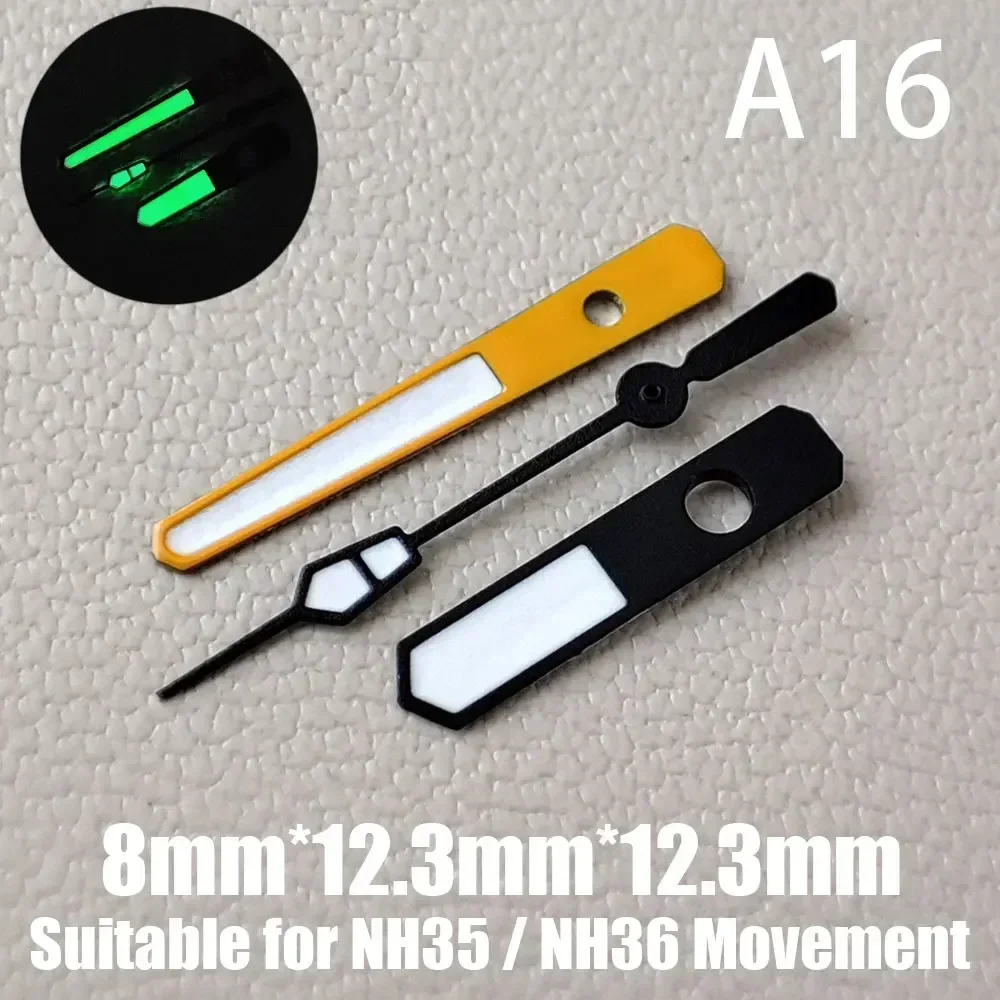 Premium 904L Silver Watch Hands with Green Luminous Accents - Wholesale Watch Accessories