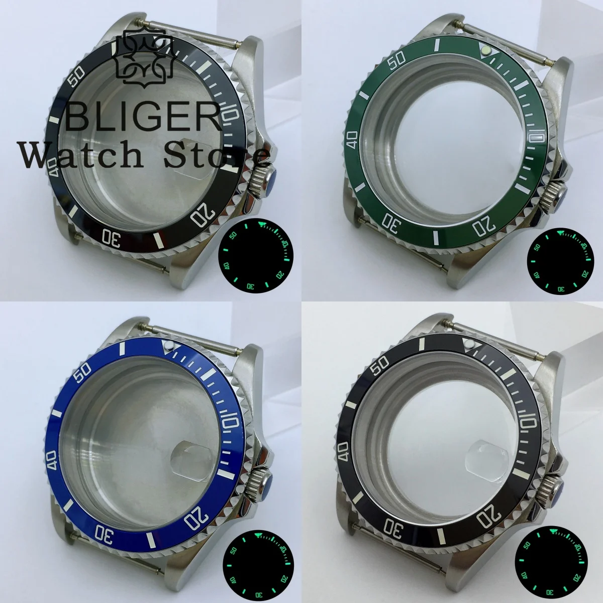 BLIGER 36mm 38mm 40mm Watch Case Sapphire Crysta