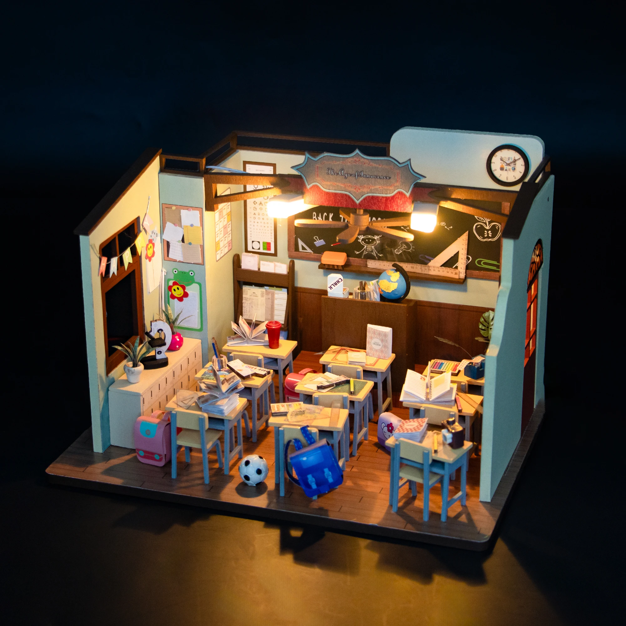 DIY Wooden Miniature Model Kit Classroom Casa Doll Houses 3D Puzzle Dollhouse With Furniture Lights for Friends Birthday Gifts 5