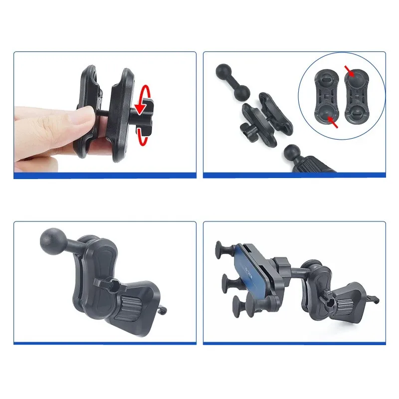 Braccio a doppia presa con adattatore doppia testa a sfera da 17 mm per supporto per cellulare per supporto magnetico per telefono Accessori per montaggio pieghevole  34