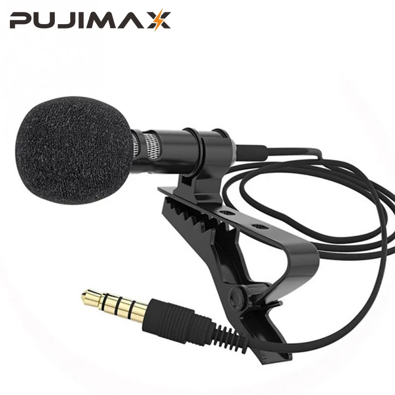 PUJIAMX 3.5 mm Microphone Clip Tie Collar for Mobile Phone Speaking in Lecture 1.5m/3m Bracket Clip Vocal Audio Lapel Microphone lapel microphone