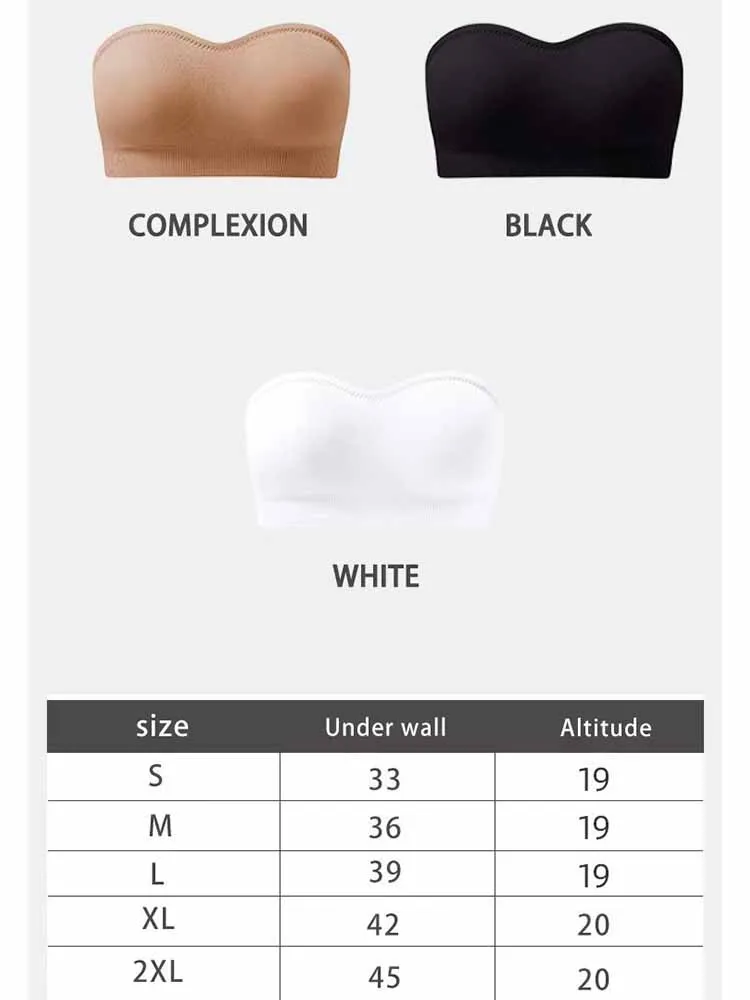 Description Picture 2 of itemS-2XL Strapless Bras Women's Tube Top Bra Female Sexy Crop Top Seamless Tube Tops Girls Nonwire Bandeau Underwear Intimates