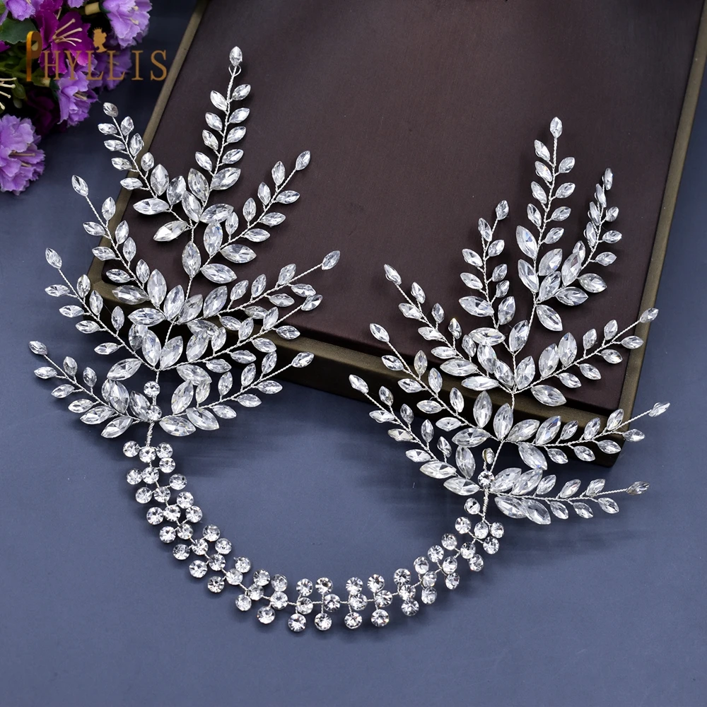 A460 Luxury Bridal Headband Rhinestone Wedding Headdress Bling Hairband Crystal Women Tiara Headpieces for Bride Headwear