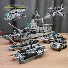  1560pcs Compatible with Lego ship Building Blocks Construction Navy Battleship Army Boat Aircraft Bricks Toys for Children Gifts 