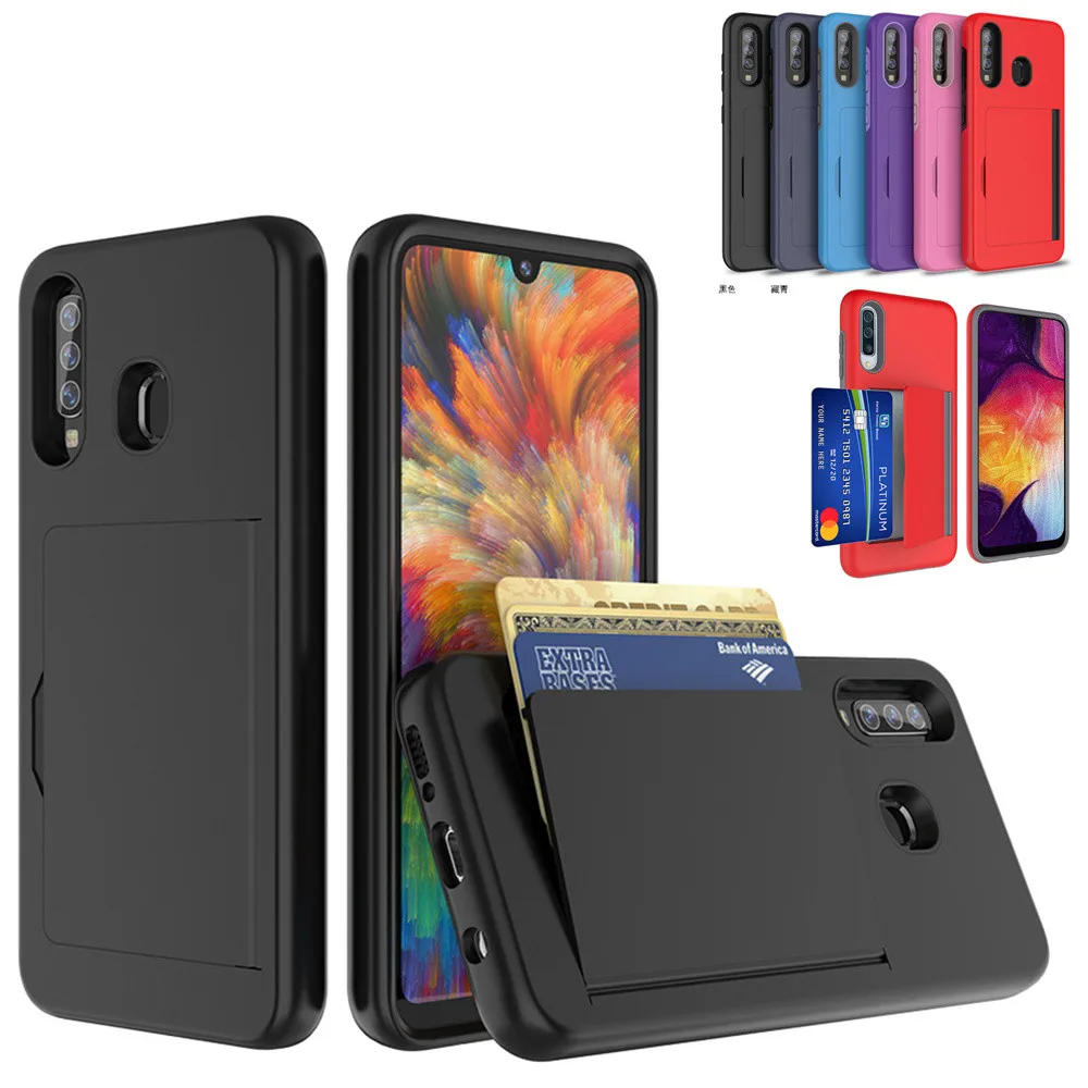 

For Samsung Galaxy A50 A30 A20 SM-A505FN/DS A305FN A205FN Case Candy Color Armor Business Card Slot Cover For S10 S20 PLUS Funda