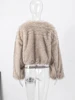 Warm Fluffy Faux Fur Jacket Coat Women Loose Long Sleeve V-neck Female Cardigan 2024 Winter Fashion Lady Overcoat Streetwear 4